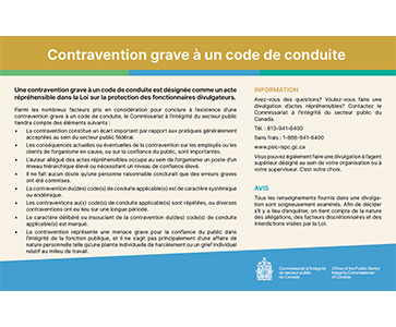 Contravention grave à un code de conduite